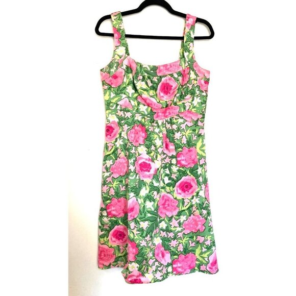 London Times Pink Green Floral Sleeveless Dress - Picture 3 of 5